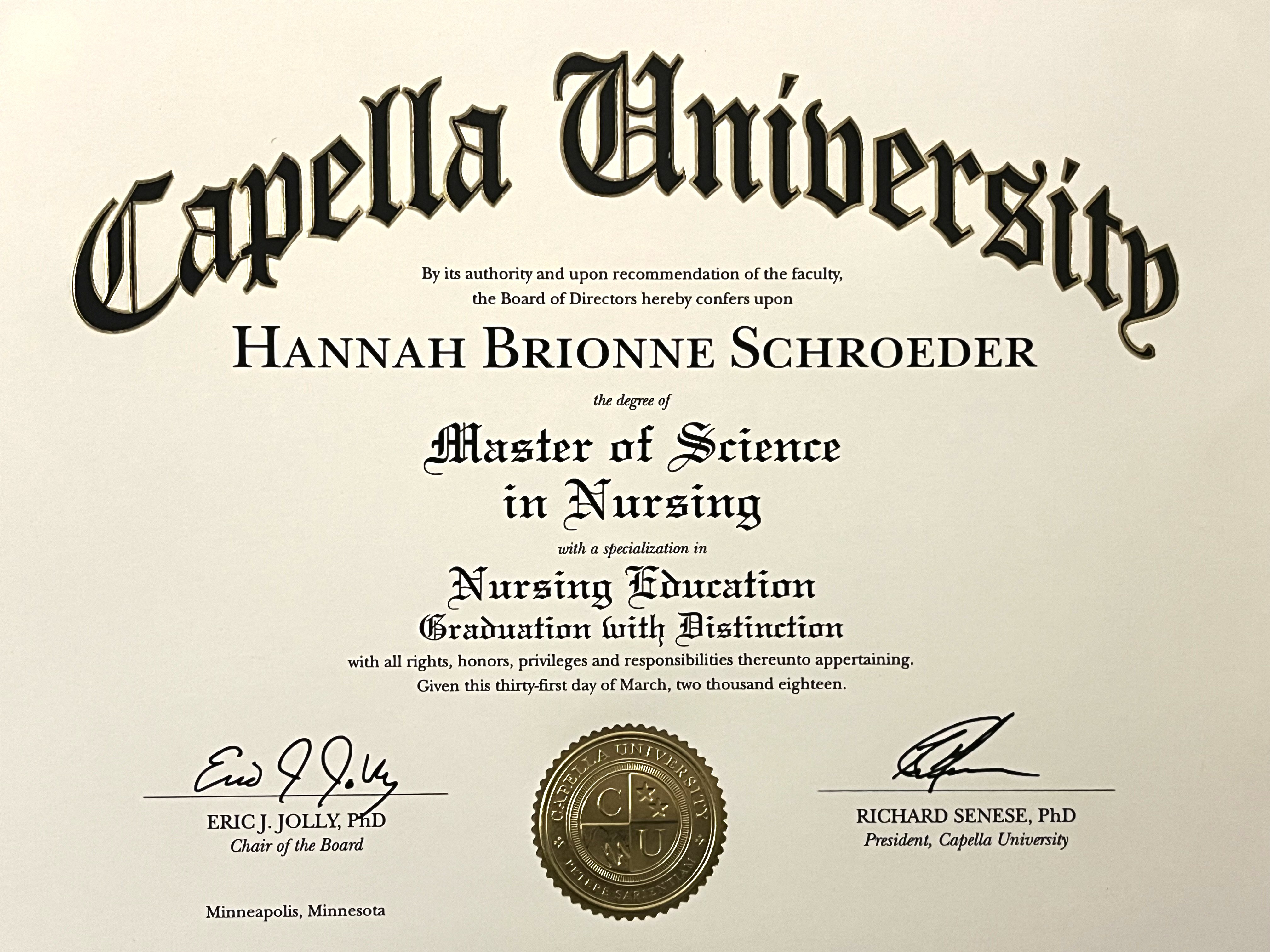 Capella University Master of Science in Nursing